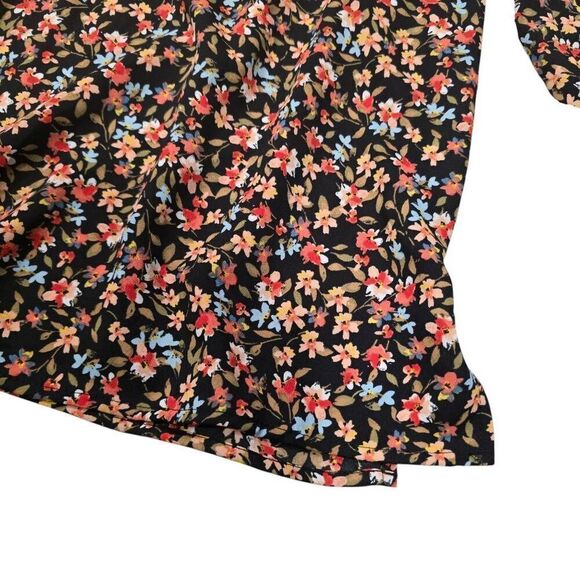 Ann Taylor Loft Top Women's 16 Plus Multicolor Floral Collar Split Party Blouse - Picture 4 of 8